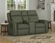 Flexsteel® Felix Forest Green Leather Power Reclining Loveseat with Console, Power Headrest and Lumbar-1