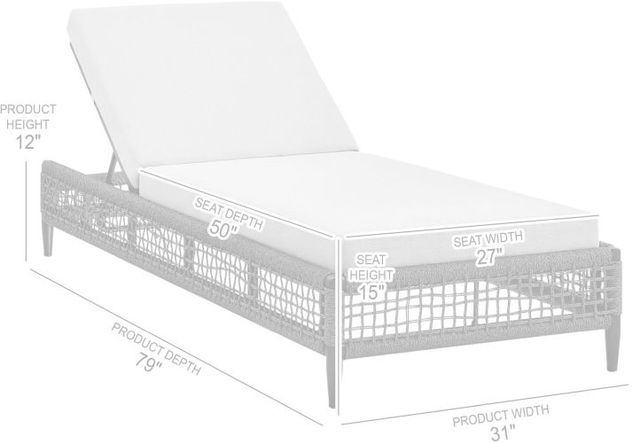 Armen Living Alegria Black/Gray Aluminum/Fabric/Rope Outdoor Chaise Lounge-2