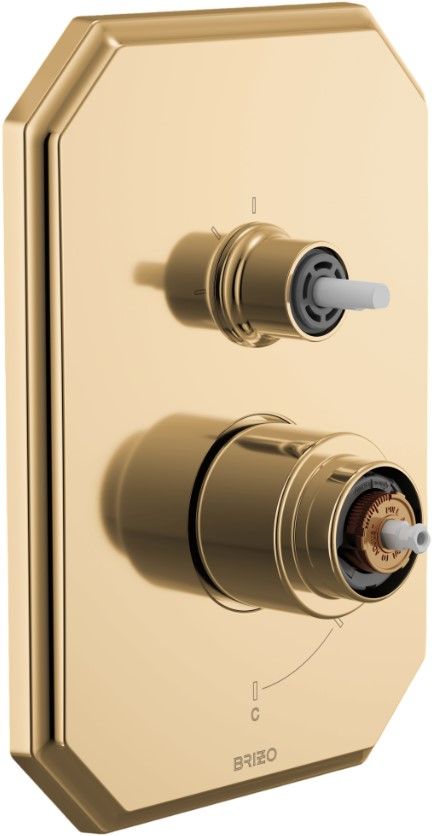 Brizo Beauclere® Brilliance® Polished Gold Pressure Balance Valve with Integrated 3-Function Diverter Trim - Less Handles-0