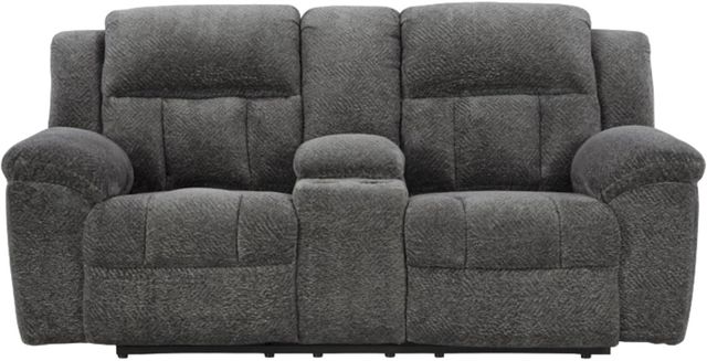 Signature Design by Ashley® Frohn Graphite Reclining Loveseat with Console-1