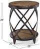 Magnussen Home® Pinebrook Distressed Natural Pine Round Accent Table with Black Metal Frame-3