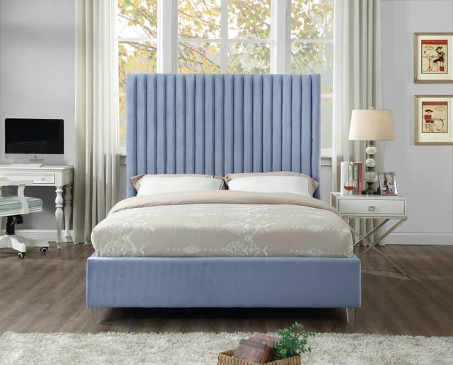 Meridian Furniture Candace Sky Blue Velvet Full Bed-2