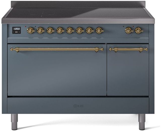 Ilve® Nostalgie II Series 48" Blue Grey Pro Style Induction Range-0
