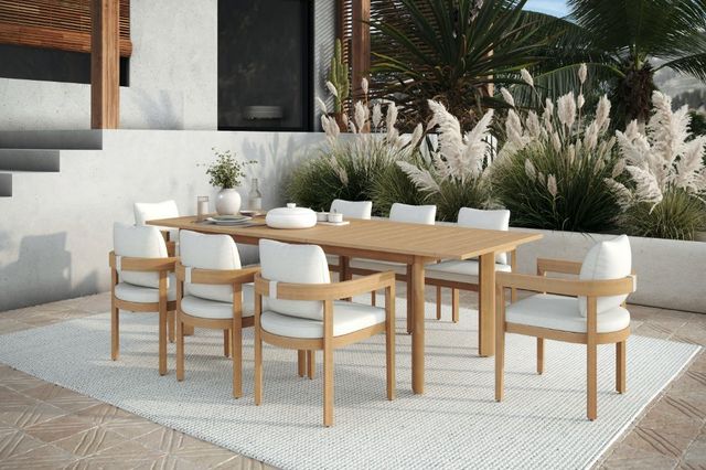 New Classic® Home Furnishings Wesley Beige Acacia Outdoor Patio Dining Table-1