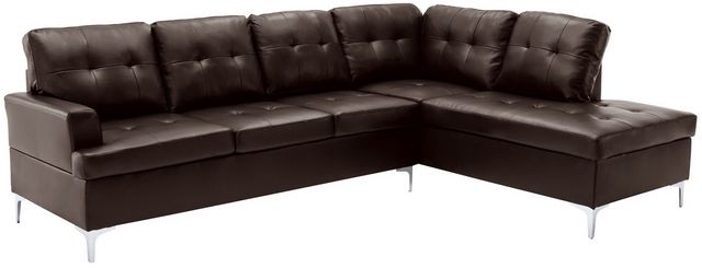 Mazin Furniture Barrington 2-Piece Brown Right-Arm Facing Sofa Sectional and Chaise