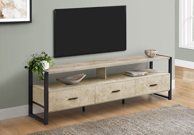 Monarch Specialties Inc. Cream Stone 72" TV Stand-1
