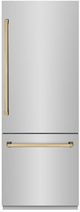 ZLINE Autograph Edition 30" 16.1 Cu. Ft Satin Stainless Steel Built In Bottom Freezer Refrigerator with Polished Gold Accents-0