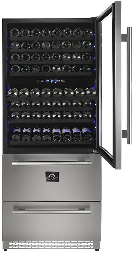 FORNO® 30" Anti-Fingerprint Stainless Steel Wine Cooler-3