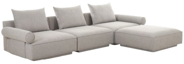 Moe's Home Collection Rosello Lounge 4-Piece Light Grey L-Shaped Modular Sectional and Ottoman-0