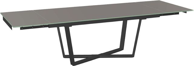 Amisco Customizable Charlie 112" Rectangular Extendable Table with 0.5" Taupe Glass Top and 2 Leaves-1