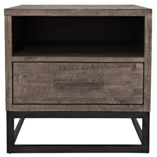 Jofran Inc. East Hampton Distressed Gray End Table with Black Base-1