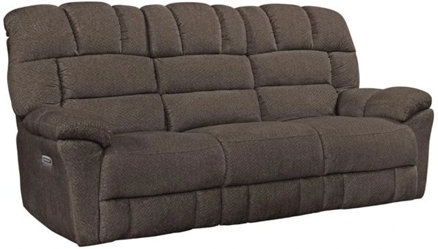 Corinthian Furniture Baker Brown Power Reclining Sofa with Power Headrest, Dropdown,  Lumbar, and Table -0