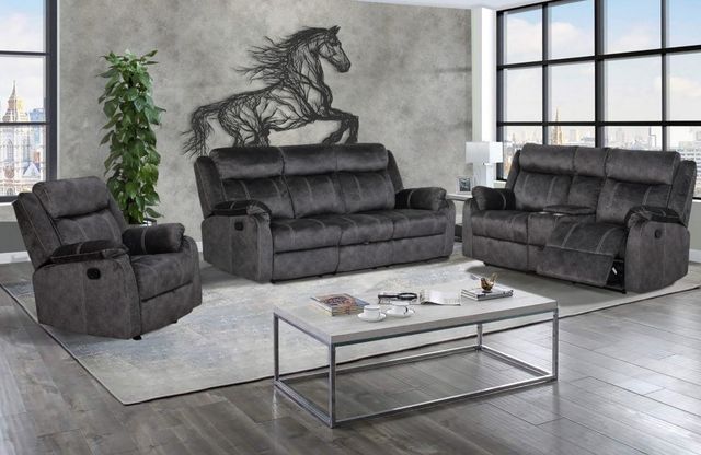 Global Furniture USA 3-Piece Domino Granite Manual Reclining Living Room Set-1