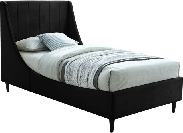 Meridian Furniture Eva Black Velvet Twin Bed-0