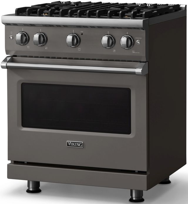 Viking® 5 Series 30" Damascus Gray Pro Style Gas (LP) Range with Polished Chrome Trim-2