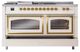 Ilve® Nostalgie II Noblesse 60'' Antique White Pro Style Dual Fuel Range with Brass Trim-3
