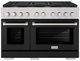 ZLINE 48" Stainless Steel Pro Style Gas Range with Black Matte Door-0