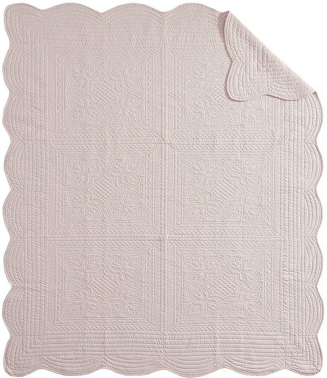 Olliix by Madison Park Tuscany Blush Oversized Quilted Throw with Scalloped Edges-2