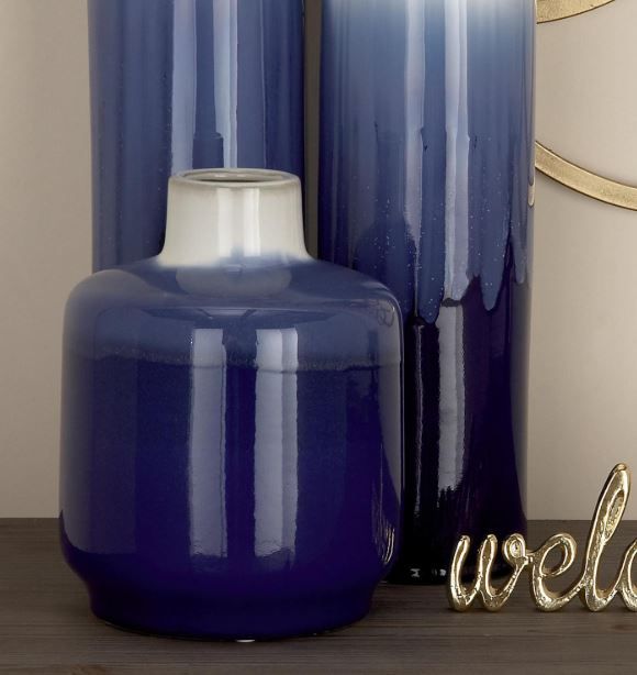 Deco Marche Blue Stoneware Modern Vase-2