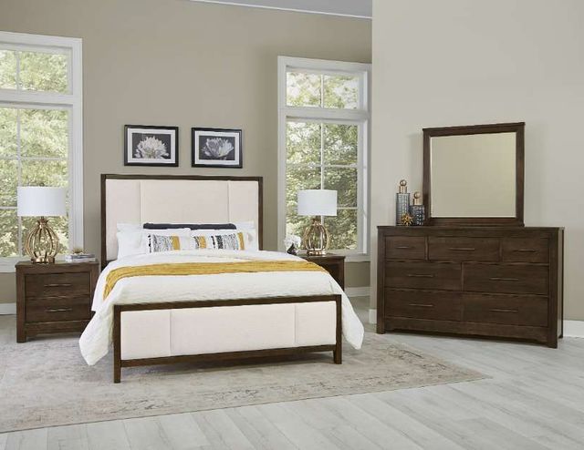 Artisan & Post by Vaughan-Bassett Crafted Cherry by Ben & Erin Napier Dark Cherry/White Queen Upholstered Panel Bed-2