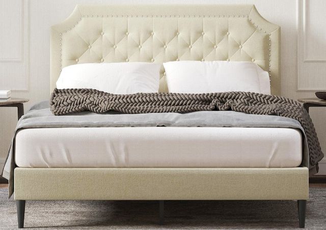American Wholesale Furniture Hanfield Beige King Upholstered Bed-0