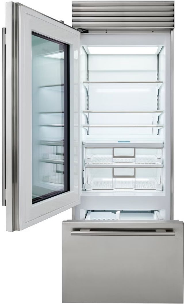 Sub-Zero® Classic Series 30" 17 Cu. Ft. Panel Ready Right Hinge Built-In Bottom Freezer Refrigerator with Glass Door-1