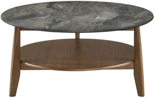 Coaster® Bradley Smokey Gray Coffee table with Dark Brown Base-3