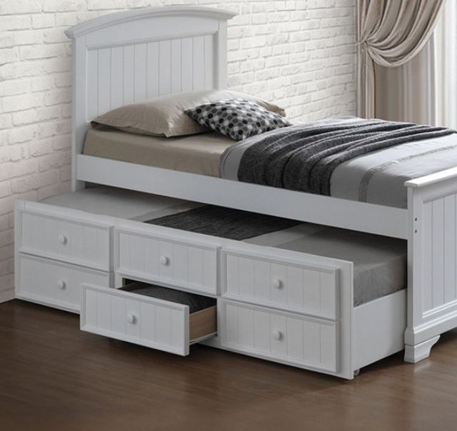 Furniture of America® Fanton White Twin Captain Bunk Bed-1