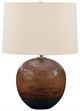Uttermost® Brownell Light Beige Table Lamp with Dark Bronze/Rust Brown Base-3