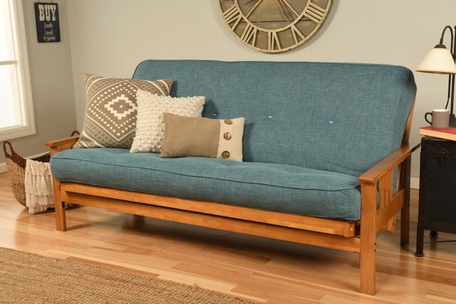 Kodiak Furniture Monterey Linen Aqua/Butternut Full Futon with Mattress-1