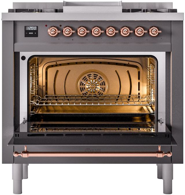 Ilve® Nostalgie II Series 36" Graphite Matte Pro Style Dual Fuel Range-2