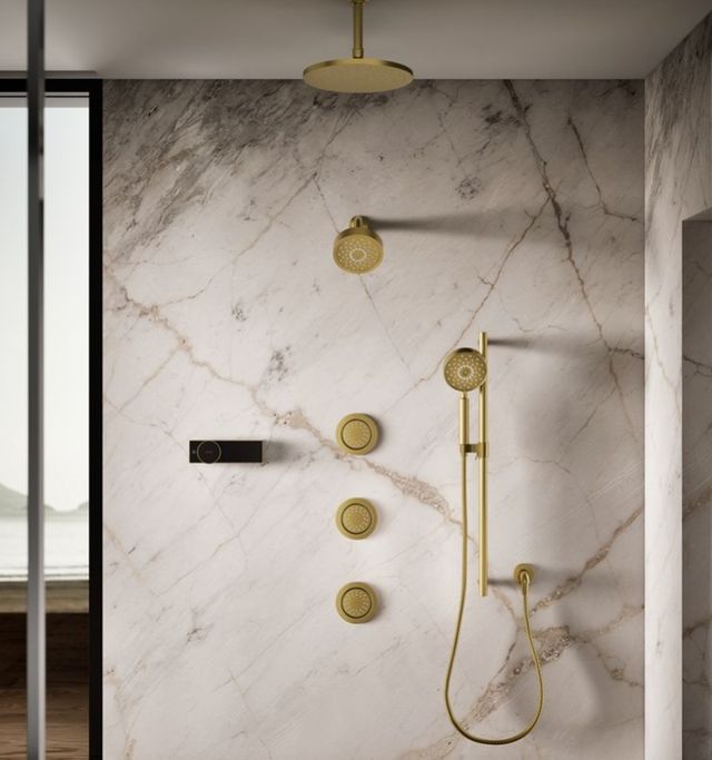 KOHLER® WaterTile® Vibrant Brushed Moderne Brass 1.0 GPM 27-Nozzle Single-Function Body Spray-2