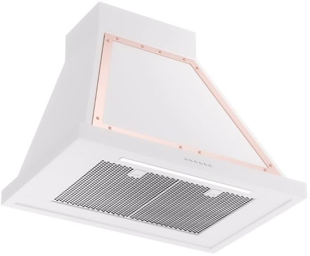 Ilve® Nostalgie II Noblesse 30" White Wall Mounted Range Hood with Copper Trim-1
