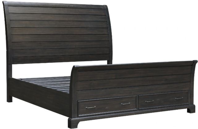 New Classic® Home Furnishings Stafford County Walnut California King Sleigh Storage Bed-0
