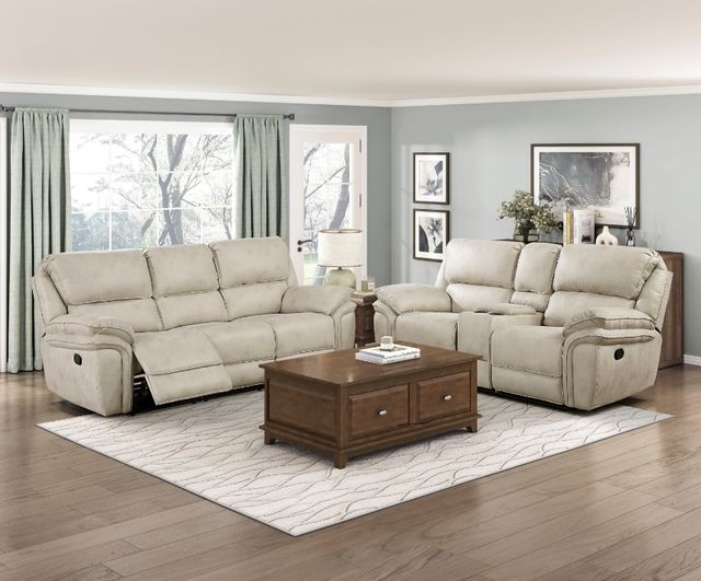Homelegance® Proctor Sand Manual Double Reclining Sofa-1