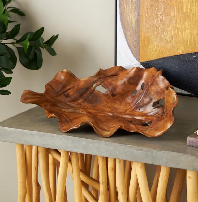 Deco Marche Brown Leaf Decor Tray-4