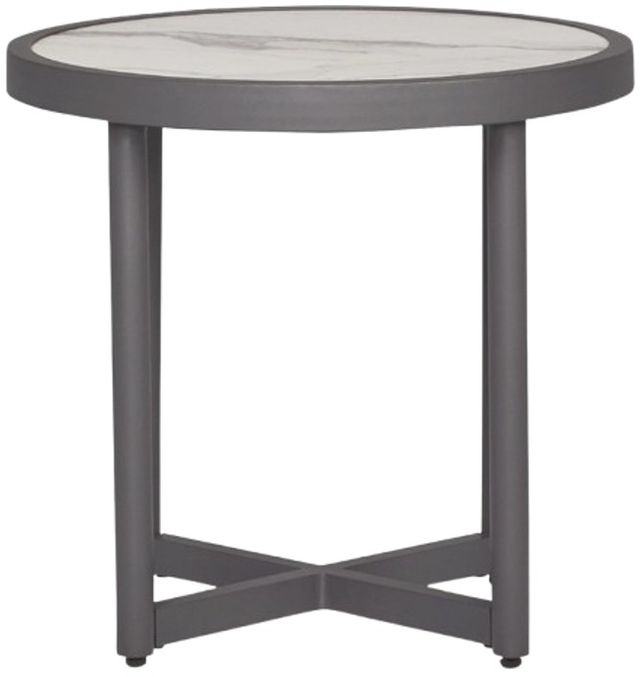 Signature Design by Ashley® Ocean Beach Gray Aluminum/Stone Outdoor End Table-2
