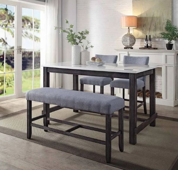 ACME Furniture Yelena 2-Piece Gray/Weathered Espresso Counter Height Chair Set-1