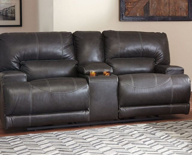 Signature Design by Ashley® McCaskill Gray Recliner Loveseat with Console-1
