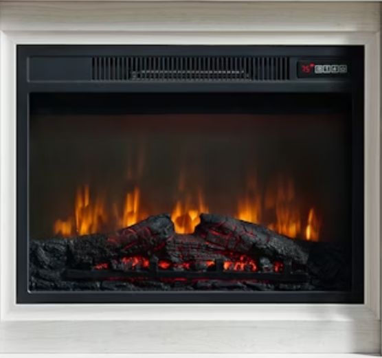 Elements International Villa Natural/White Console with Fireplace Insert-3