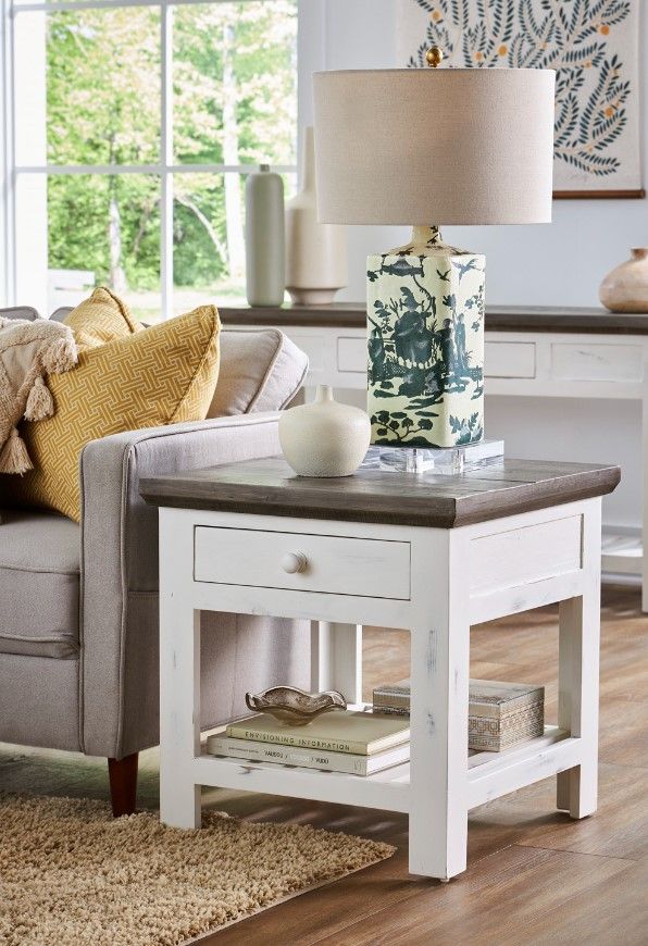 aspenhome® Mesa Antique White End Table-1