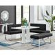 Armen Living Amanda 3-Piece Black/White Rectangular Dining Set-4