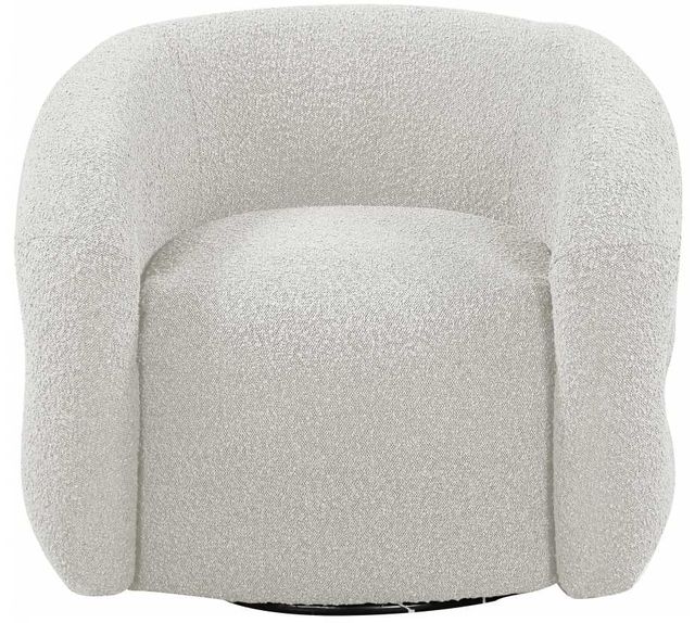 Meridian Furniture Roxbury Cream Boucle Fabric Swivel Accent Chair-1