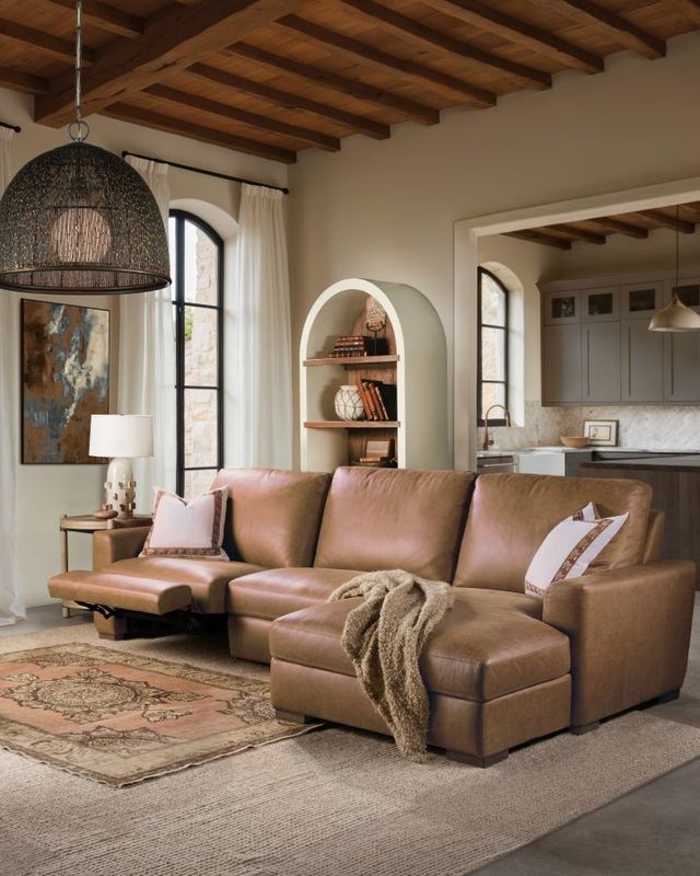 Hooker® Furniture Ready-Made Upholstery Optimus 3-Piece Kingston Cognac Power Reclining Sectional and Chaise-1