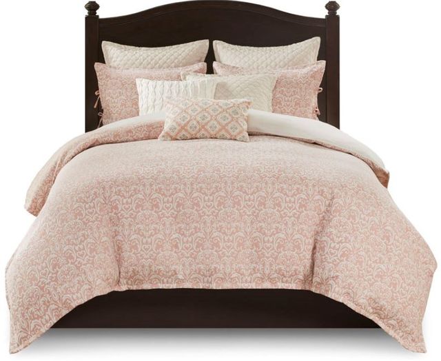 Olliix by Madison Park Signature Haven Blush Queen Chenille Jacquard Comforter Set-0