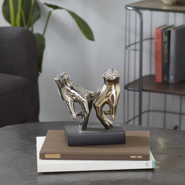 Deco Marche Black/Silver Hands Sculpture-3