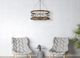 Cal® Lighting & Accessories Abingdon Brushed Steel/Oak Laser Cut Metal Chandelier-1