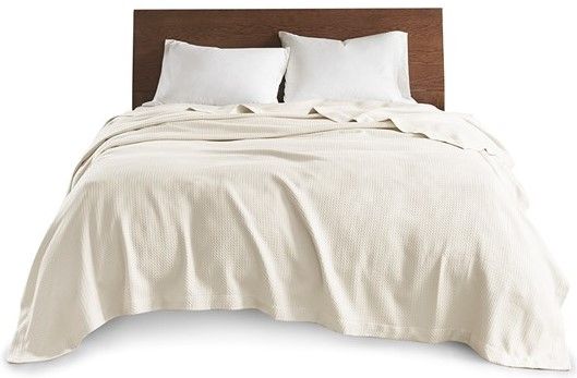 Olliix by Madison Park 100% Certified Egyptian Cotton Ivory Full/Queen Blanket-1