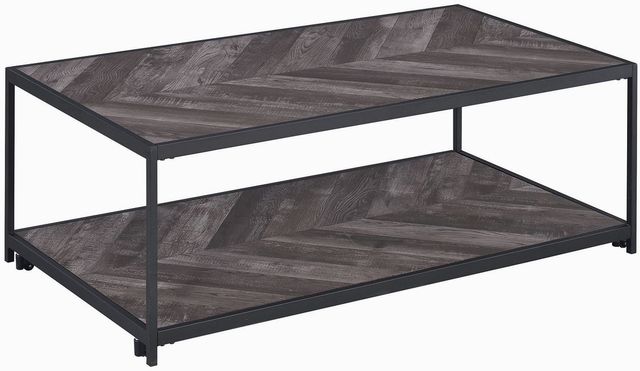 Coaster® Beckley Grey Coffee Table with Sand Black Base-1