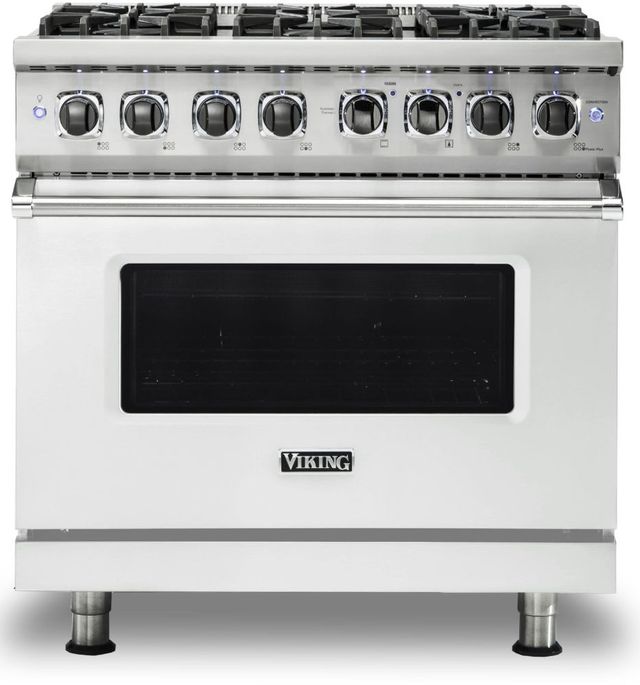 Viking® 5 Series 36" Frost White Pro Style Dual Fuel Natural Gas Range-0